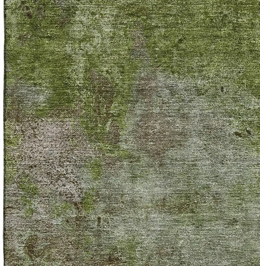 8' Coffee Green And Taupe Abstract Washable Area Rug With UV Protection Photo 3