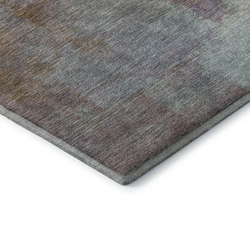 8' Coffee Ivory And Blue Abstract Washable Area Rug With UV Protection Photo 7