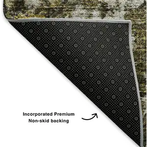 Photo of 8' Coffee Ivory And Gold Oriental Washable Round Rug With UV Protection