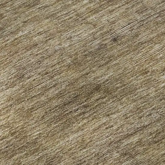 8' Coffee Ivory And Taupe Striped Washable Round Rug With UV Protection Photo 8