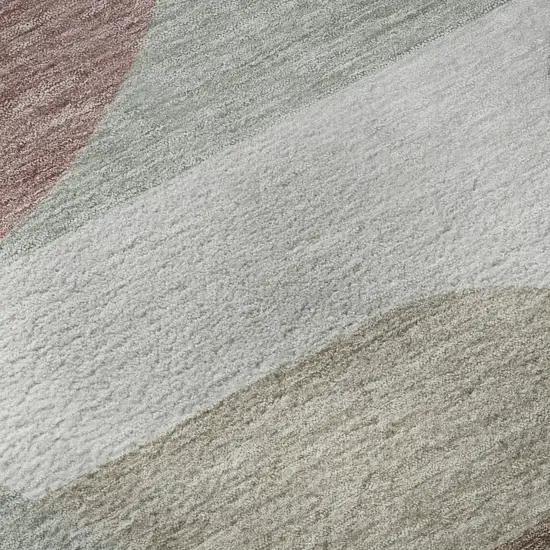 8' Coffee Mauve And Ivory Geometric Washable Round Rug With UV Protection Photo 8