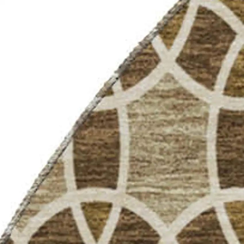 8' Coffee Taupe And Ivory Ikat Washable Round Rug With UV Protection Photo 3