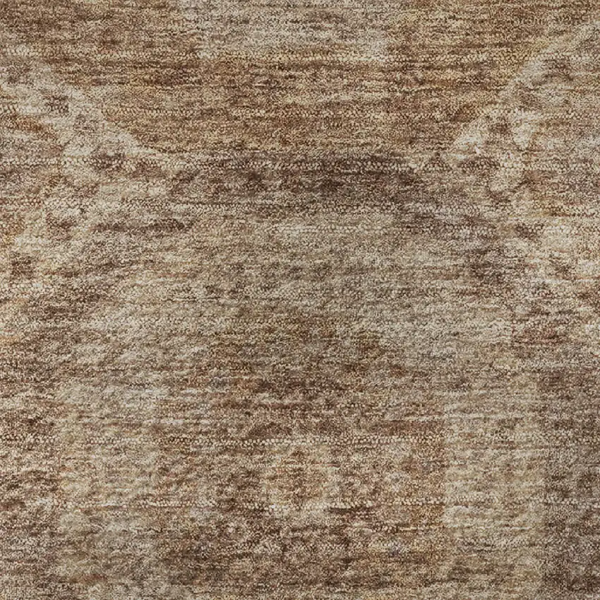 8' Copper And Beige Abstract Geometric Washable Round Rug With UV Protection Photo 9