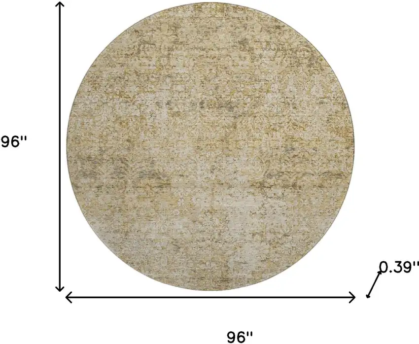 8' Copper And Beige Abstract Washable Round Rug With UV Protection Photo 8