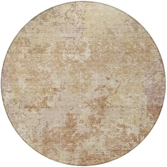 8' Copper And Beige Round Abstract Washable Indoor Outdoor Area Rug Photo 3