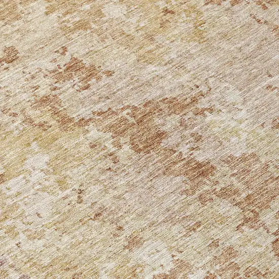 8' Copper And Beige Round Abstract Washable Indoor Outdoor Area Rug Photo 7