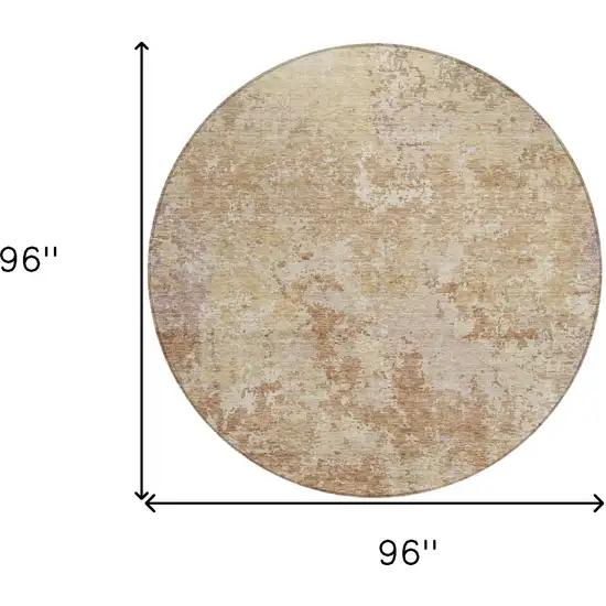 8' Copper And Beige Round Abstract Washable Indoor Outdoor Area Rug Photo 6