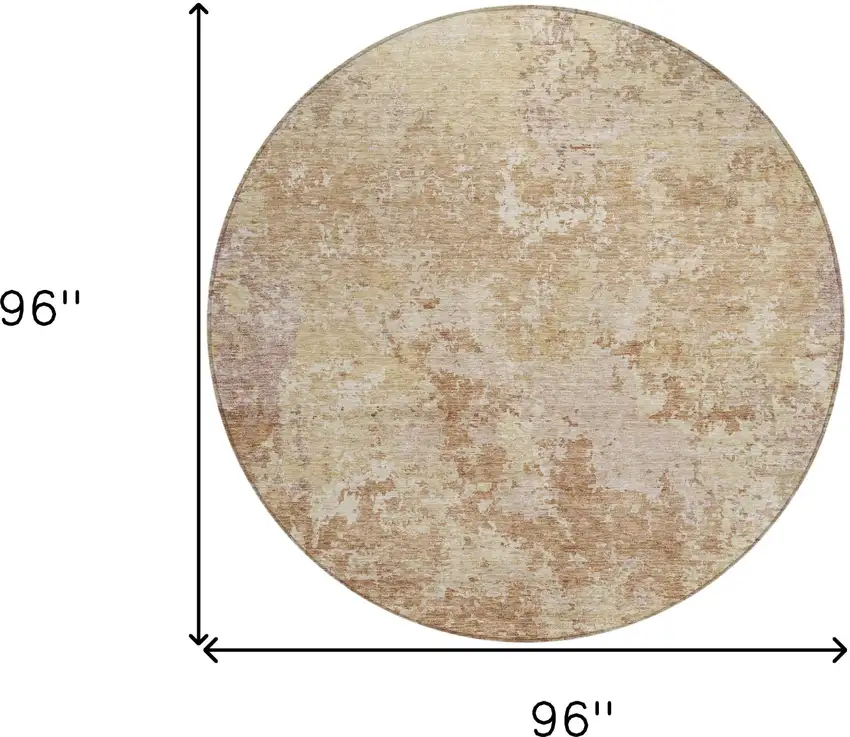8' Copper And Beige Round Abstract Washable Indoor Outdoor Area Rug Photo 6