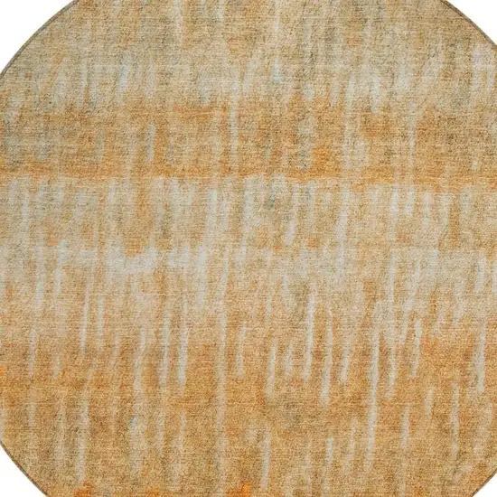 8' Copper And Beige Round Abstract Washable Indoor Outdoor Area Rug Photo 7
