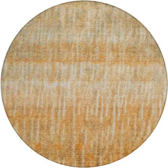 8' Copper And Beige Round Abstract Washable Indoor Outdoor Area Rug Photo 2