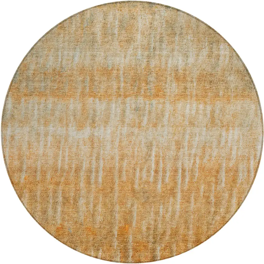 8' Copper And Beige Round Abstract Washable Indoor Outdoor Area Rug Photo 2