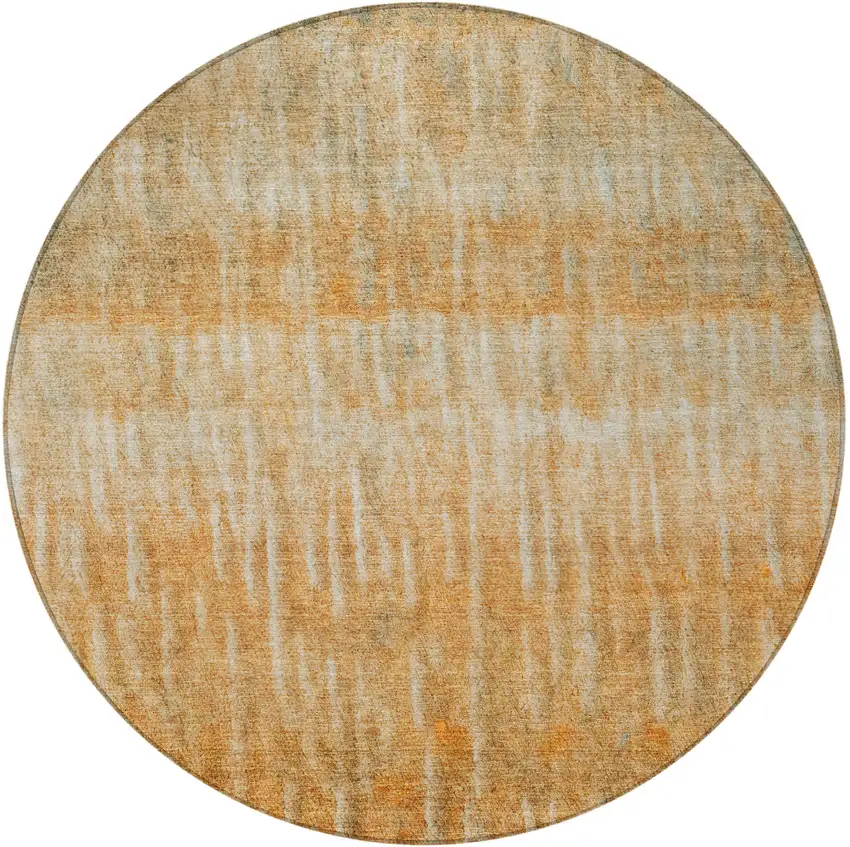 8' Copper And Beige Round Abstract Washable Indoor Outdoor Area Rug Photo 4