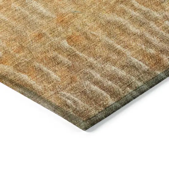 8' Copper And Beige Round Abstract Washable Indoor Outdoor Area Rug Photo 6