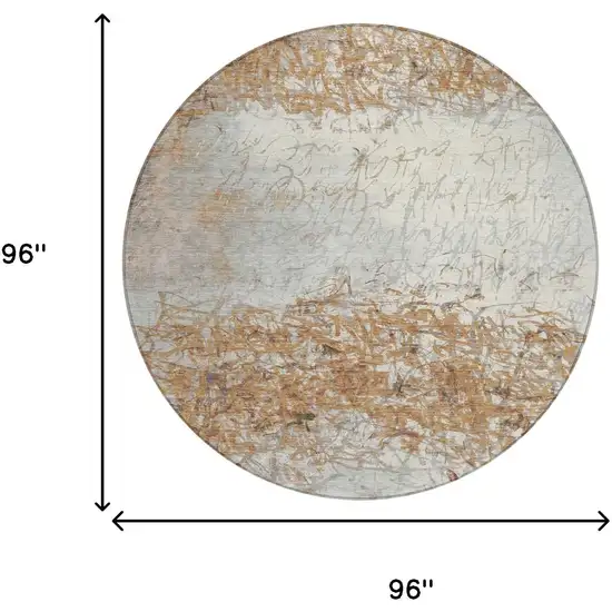 8' Copper And Beige Round Abstract Washable Indoor Outdoor Area Rug Photo 8