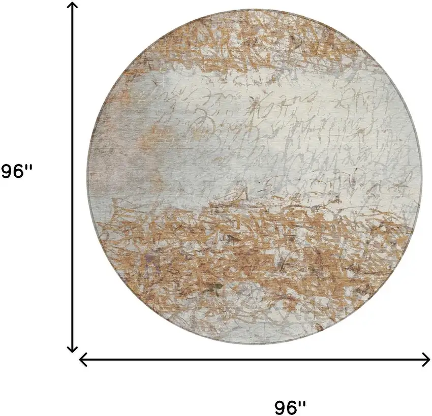 8' Copper And Beige Round Abstract Washable Indoor Outdoor Area Rug Photo 8