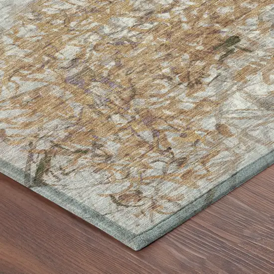 8' Copper And Beige Round Abstract Washable Indoor Outdoor Area Rug Photo 6