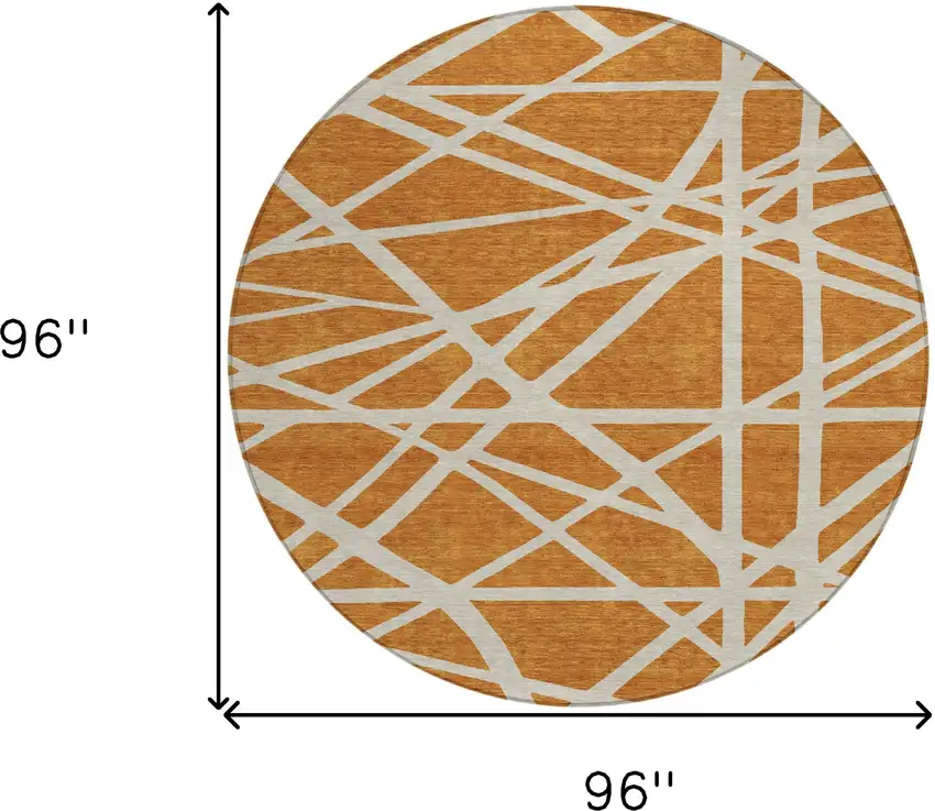 8' Copper And Beige Round Geometric Washable Indoor Outdoor Area Rug Photo 3