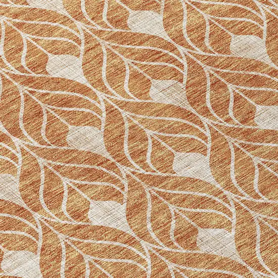 8' Copper And Beige Round Geometric Washable Indoor Outdoor Area Rug Photo 8
