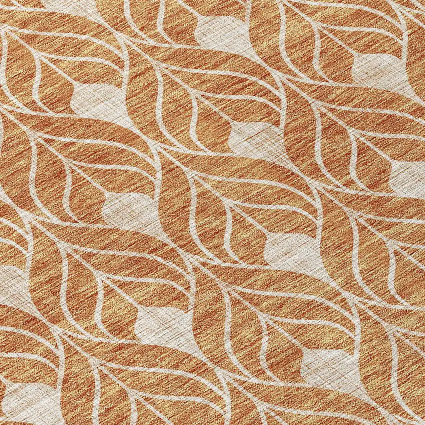 8' Copper And Beige Round Geometric Washable Indoor Outdoor Area Rug Photo 8