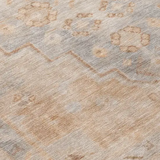 8' Copper And Beige Round Medallion Washable Indoor Outdoor Area Rug Photo 8