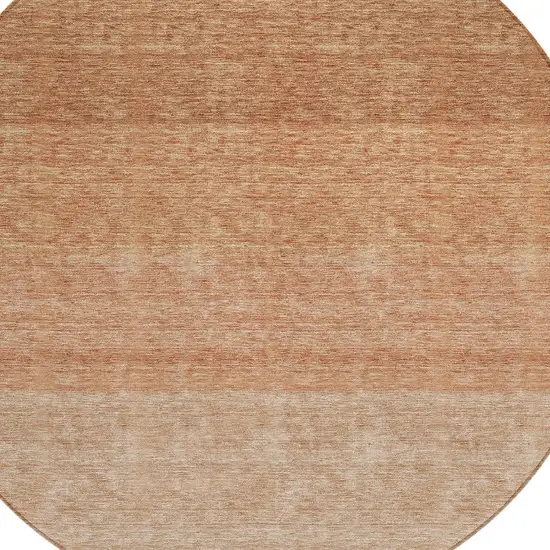8' Copper And Beige Round Ombre Washable Indoor Outdoor Area Rug Photo 4
