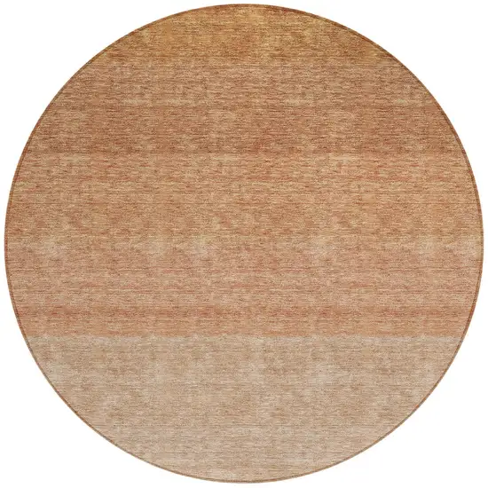 8' Copper And Beige Round Ombre Washable Indoor Outdoor Area Rug Photo 5