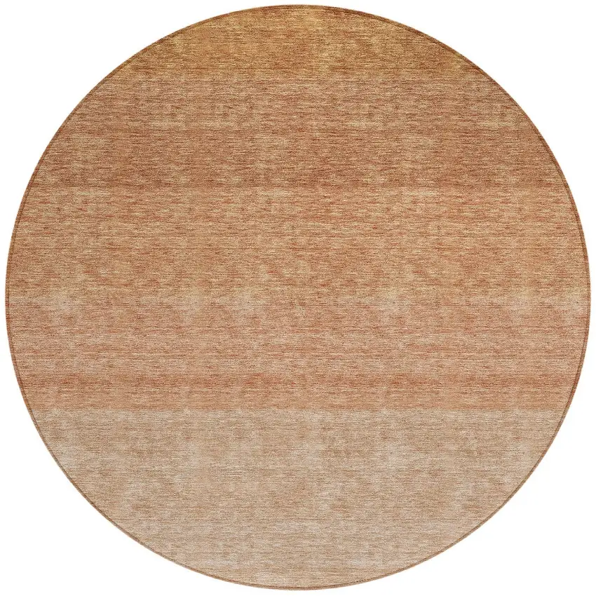 8' Copper And Beige Round Ombre Washable Indoor Outdoor Area Rug Photo 5