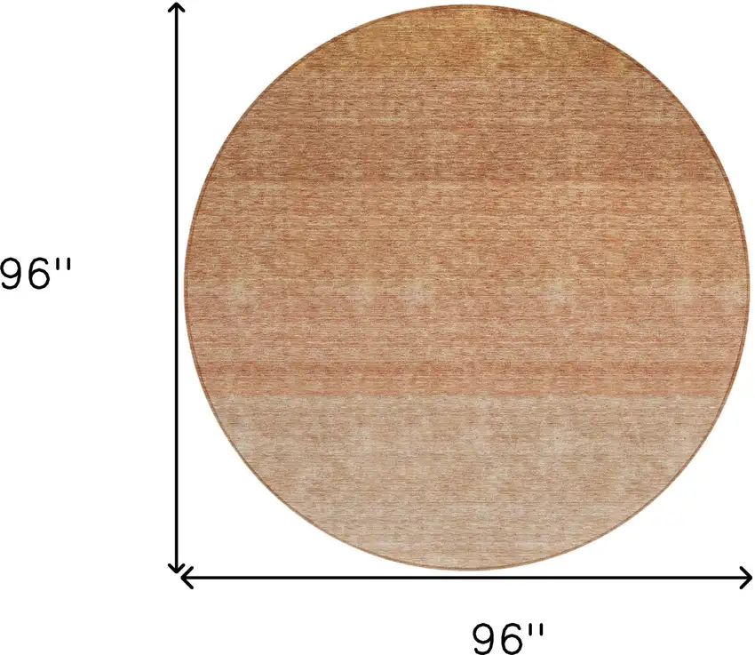 8' Copper And Beige Round Ombre Washable Indoor Outdoor Area Rug Photo 3