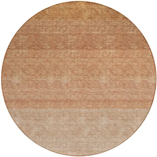 8' Copper And Beige Round Ombre Washable Indoor Outdoor Area Rug Photo 2