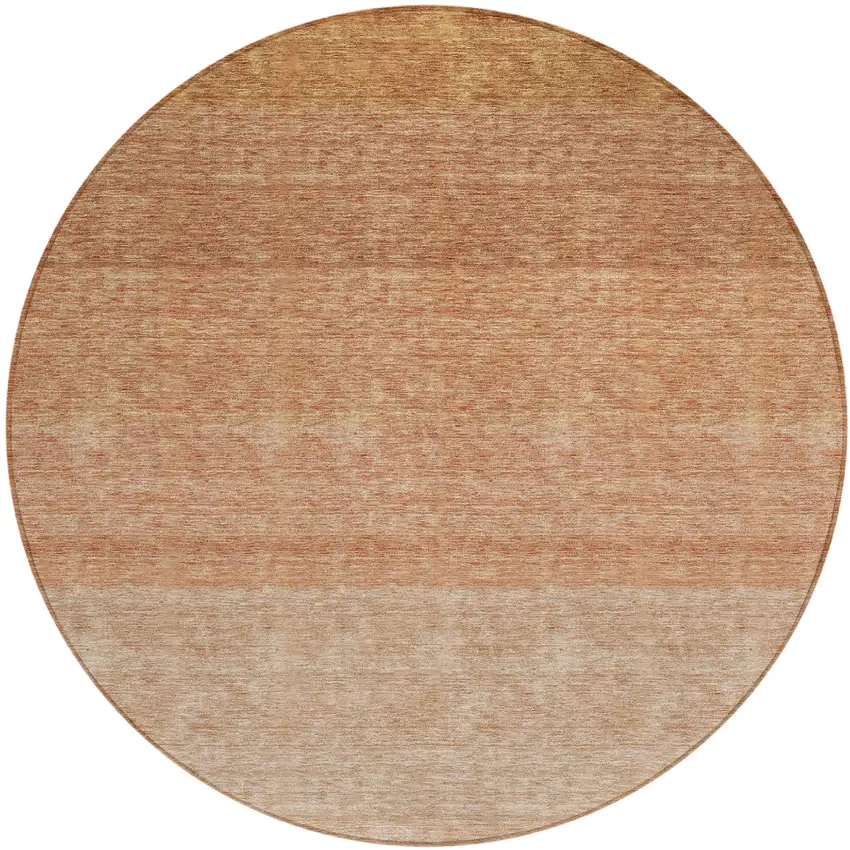 8' Copper And Beige Round Ombre Washable Indoor Outdoor Area Rug Photo 2