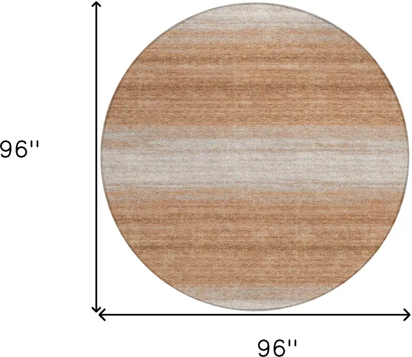 8' Copper And Beige Round Striped Washable Indoor Outdoor Area Rug Photo 3