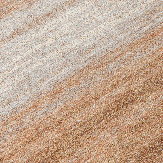 8' Copper And Beige Round Striped Washable Indoor Outdoor Area Rug Photo 7