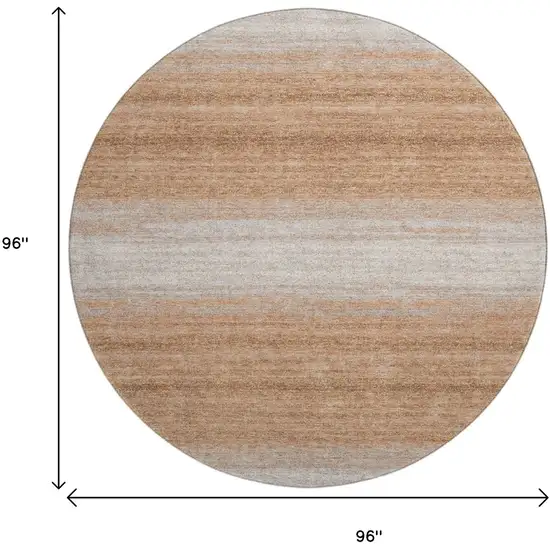 8' Copper And Beige Striped Washable Round Rug With UV Protection Photo 9