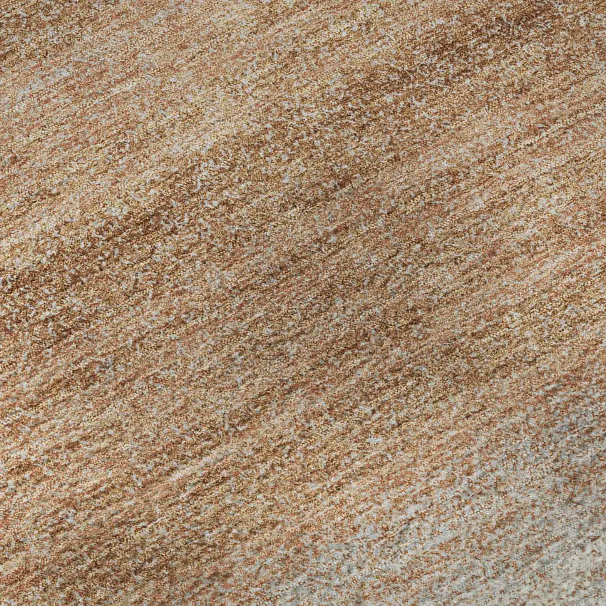 8' Copper And Beige Striped Washable Round Rug With UV Protection Photo 8