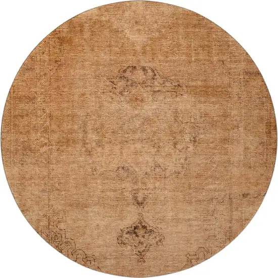 8' Copper And Brown Oriental Washable Round Rug With UV Protection Photo 3