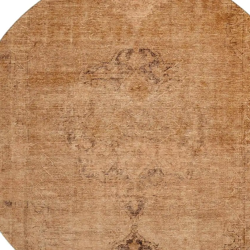 8' Copper And Brown Oriental Washable Round Rug With UV Protection Photo 4