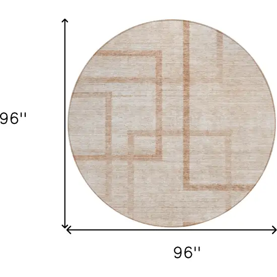 8' Copper And Brown Round Geometric Washable Indoor Outdoor Area Rug Photo 3