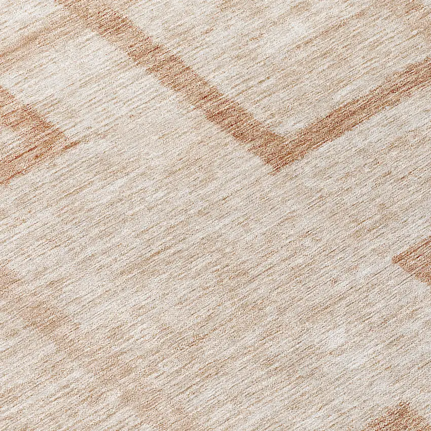 8' Copper And Brown Round Geometric Washable Indoor Outdoor Area Rug Photo 8