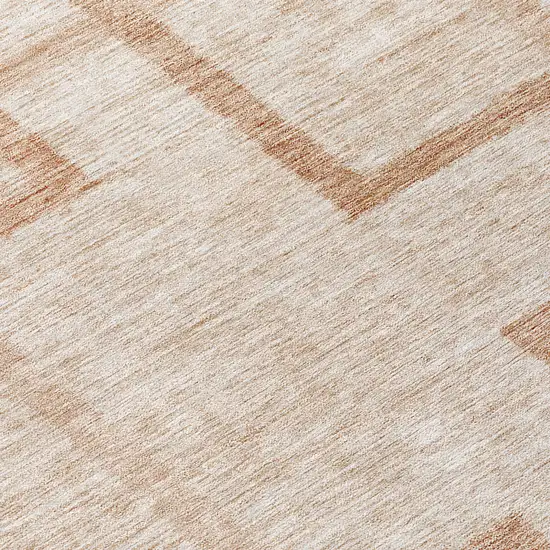 8' Copper And Brown Round Geometric Washable Indoor Outdoor Area Rug Photo 8