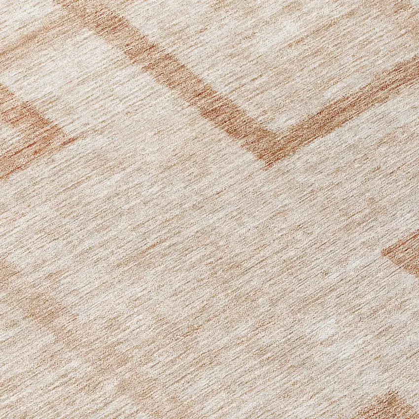 8' Copper And Brown Round Geometric Washable Indoor Outdoor Area Rug Photo 8