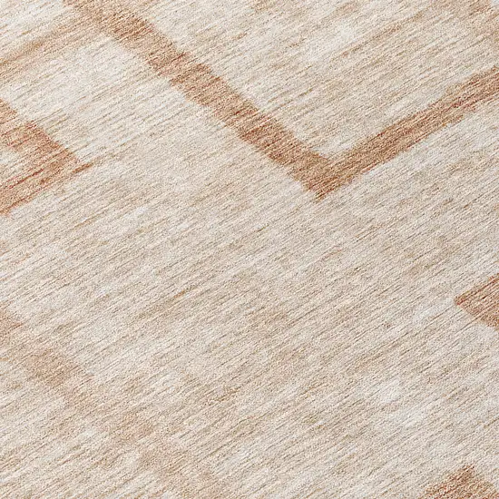8' Copper And Brown Round Geometric Washable Indoor Outdoor Area Rug Photo 8