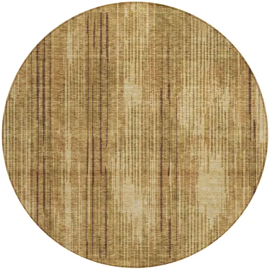 8' Copper And Brown Round Striped Washable Indoor Outdoor Area Rug Photo 2