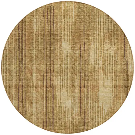 8' Copper And Brown Round Striped Washable Indoor Outdoor Area Rug Photo 5
