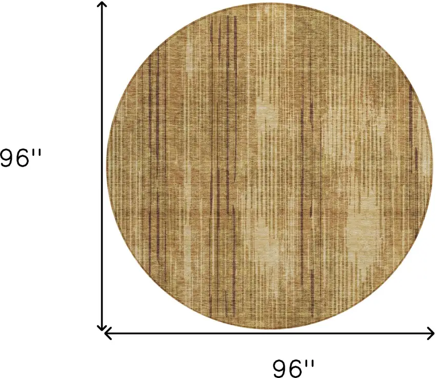 8' Copper And Brown Round Striped Washable Indoor Outdoor Area Rug Photo 3