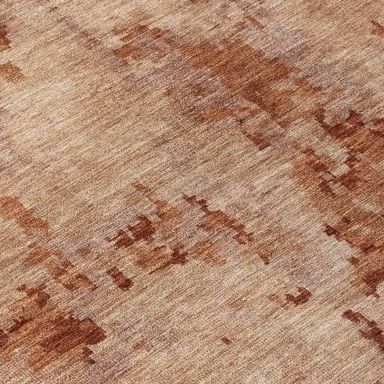 8' Copper And Coral Round Abstract Washable Indoor Outdoor Area Rug Photo 9