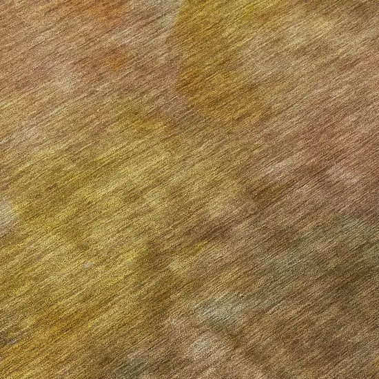 8' Copper And Gold Round Abstract Washable Indoor Outdoor Area Rug Photo 8