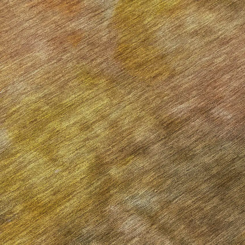 8' Copper And Gold Round Abstract Washable Indoor Outdoor Area Rug Photo 8