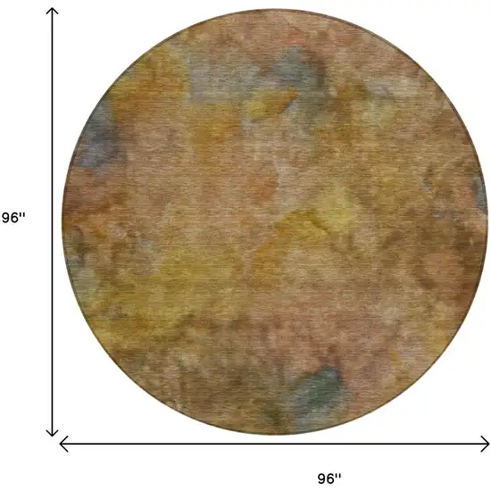 8' Copper And Gold Round Abstract Washable Indoor Outdoor Area Rug Photo 3