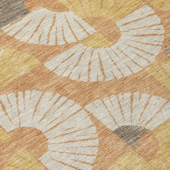 8' Copper And Gold Round Geometric Washable Indoor Outdoor Area Rug Photo 7