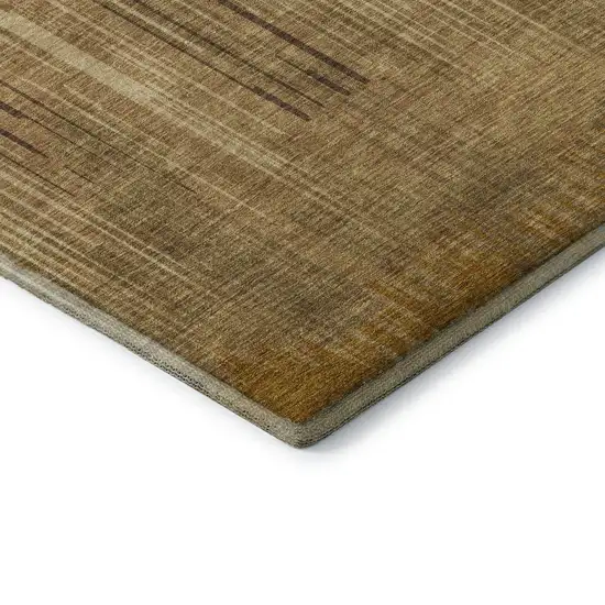 8' Copper And Gold Striped Washable Round Rug With UV Protection Photo 7